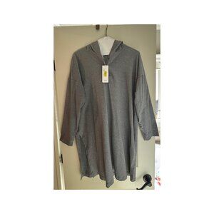 NWT-Eileen Fisher Organic Cotton Jersey Hooded Dress in grey